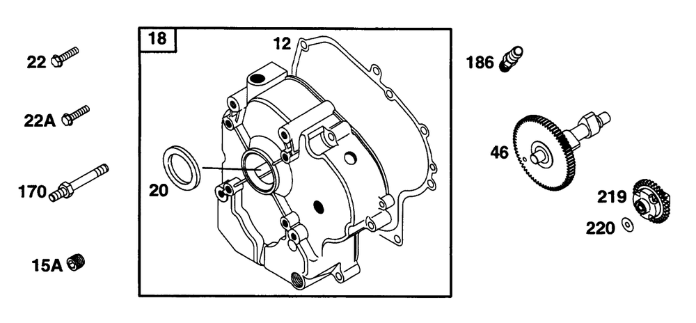 Crankcase Cover Cam Diagram and Parts List for 226432-0057-XX  Briggs and Stratton Engine